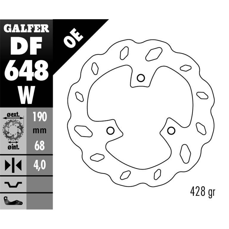 DISQUE GALFER FIXE WAVE 190X4MM APRILIA SR50