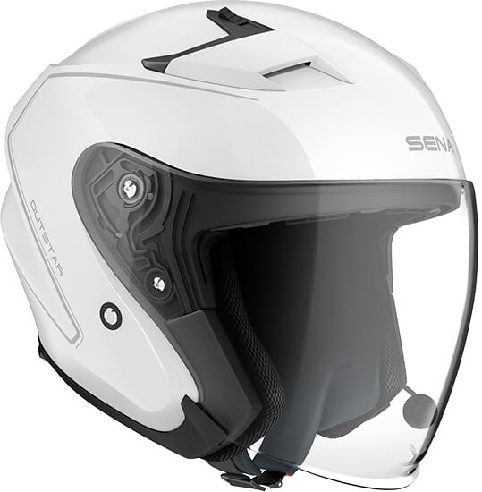 *Casque OUTSTAR Taille XL Bluetooth Blanc Brillant open face